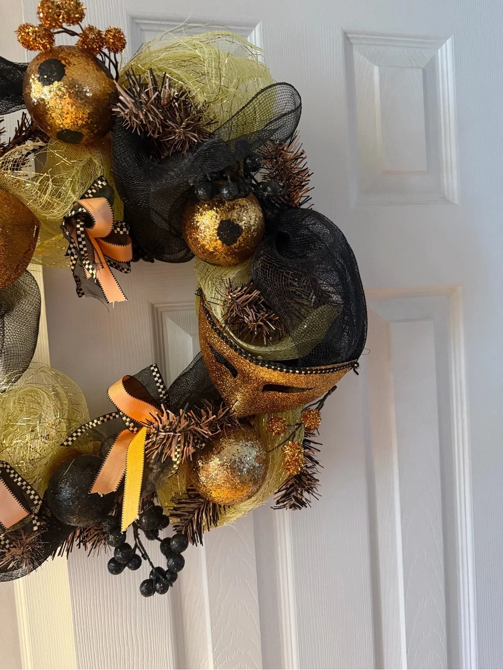 Gold and Black Halloween Masquerade Wreath